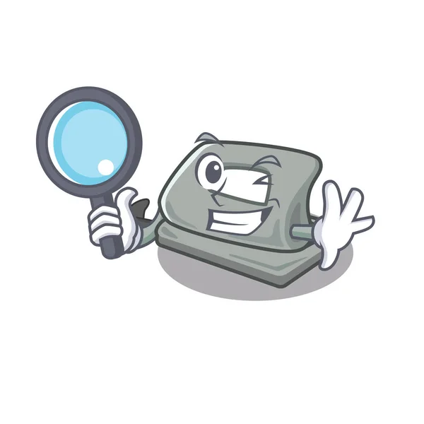 Detective hole Puncher geïsoleerd in het personage — Stockvector