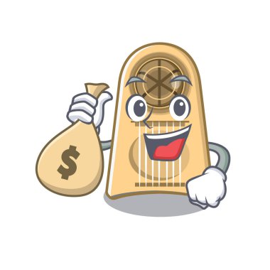 Para çantası yumurta dilimleyici karikatür izole ile