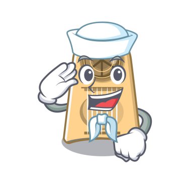 Karikatür içinde izole denizci yumurta dilimleyici