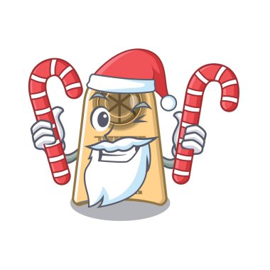 Noel Baba karikatür masa üzerinde şeker yumurta dilimleyici ile