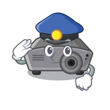 Polis projektör karakter duvara sopa