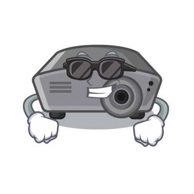 Maskot ile izole süper serin projektör