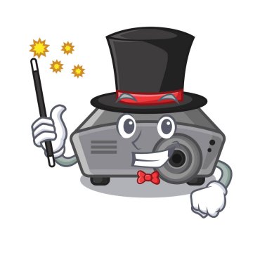 Bir karikatür sandalyede sihirbaz projektör oyuncak