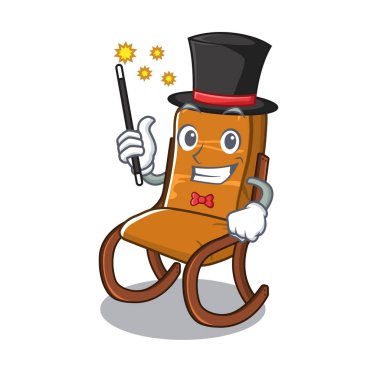 Büyücü oyuncak karikatür masa yukarıda sallanan sandalye