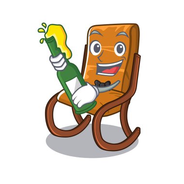 Karikatür masada bira oyuncak sallanan sandalye ile