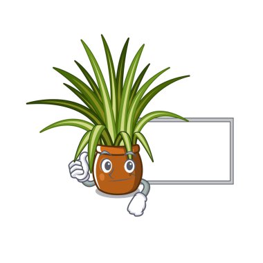 Karakter şeklinde tahta örümcek tesisi ile thumbs up