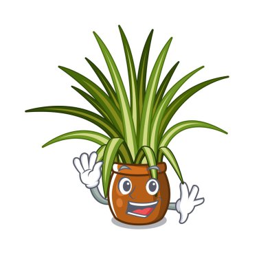 Maskot ile izole örümcek bitki sallayarak