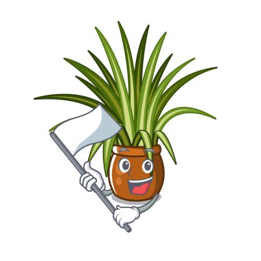 Karikatür bahçesinde bayrak örümcek bitkiler ile