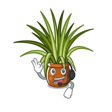 Karikatür bahçesinde kulaklık örümcek tesisleri ile