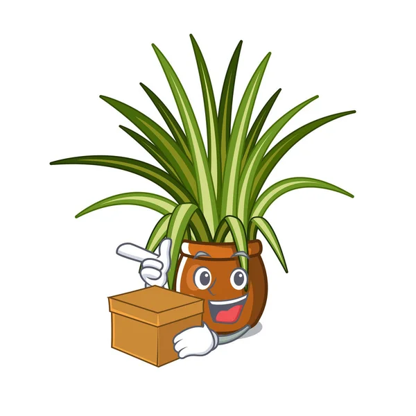 Maskot ile izole kutu örümcek bitki ile