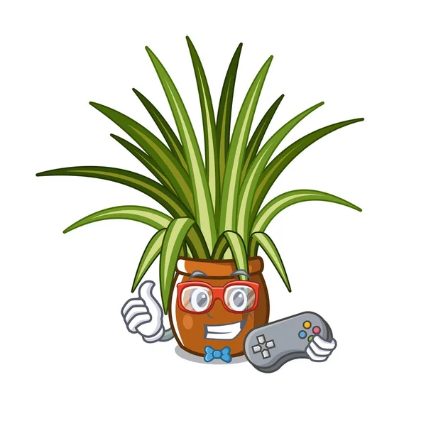 Gamer spider plants in a cartoon pots — Stock Vector