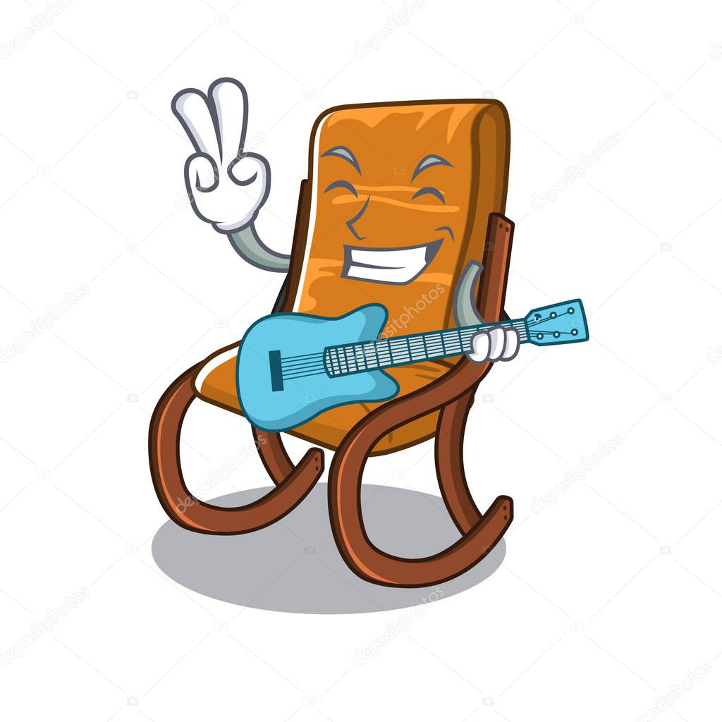 With guitar rocking chair in the cartoon shape