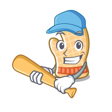 Karikatür şekli ile beyzbol fırın eldiveni oynamak