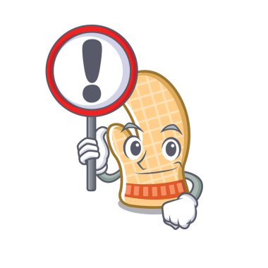 Karikatür şekli ile işareti fırın eldiveni ile