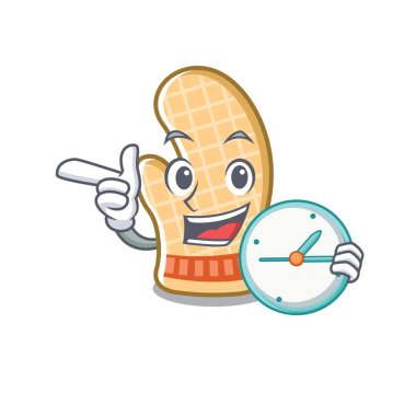 Saat fırın eldiveni ile maskot pişirme masası yerleştirilir