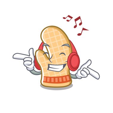 Charcater izole müzik fırın eldiven dinleme