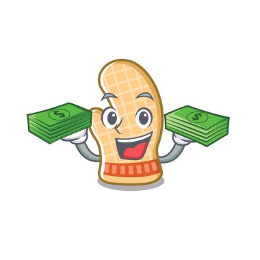 Para torbası fırın eldiveni charcater izole ile