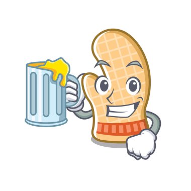 Charcater izole suyu fırın eldiveni ile