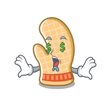 Bir karikatür rafüzerinde Para göz fırın eldiven