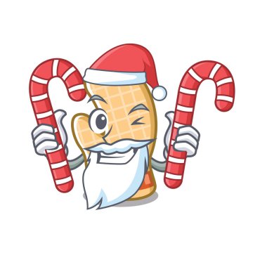 Bir karikatür rafüzerinde şeker fırın eldiven ile Santa