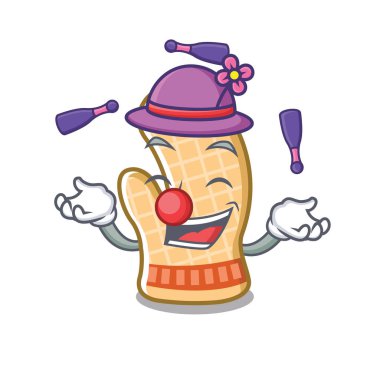 Bir karikatür rafta fırın eldiven hokkabazlık