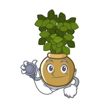 Doktor yeşim bitki maskot ile izole