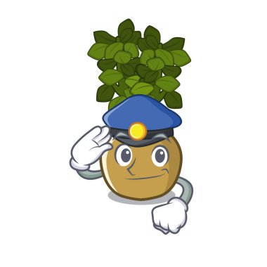 Polis yeşim bitki maskot ile izole