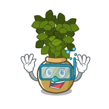 Karikatür bahçesinde Dalış yeşim bitki pot