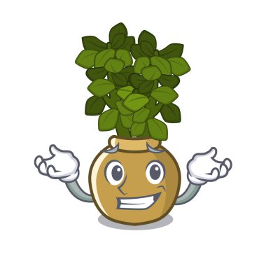 Karikatür bahçesinde Grinning yeşim bitki pot