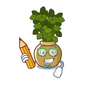 Karikatür bahçesinde Öğrenci yeşim bitki pot