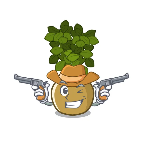 Cowboy Jade roślina wyizolowana z maskotką — Wektor stockowy