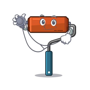 Doktor boya rulo karikatür izole