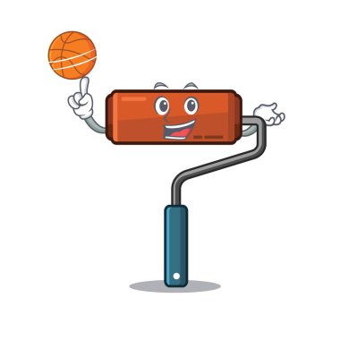Karikatür izole basketbol boya rulo ile
