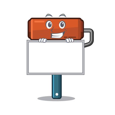 Karikatür izole kurulu boya rulo ile sırıtarak