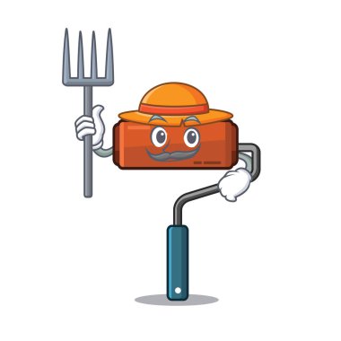 Karikatür izole Çiftçi boya rulo