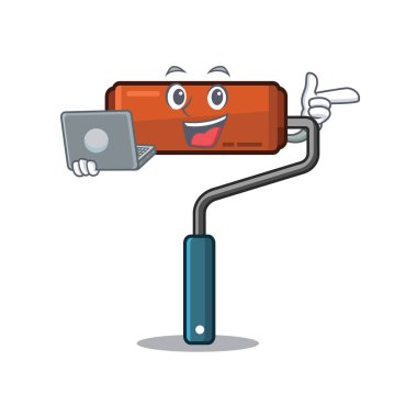 Karikatür izole dizüstü boya rulo ile