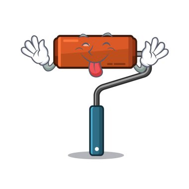 Karikatür alet kutusuna yerleştirilen boya silindiri dil dışarı