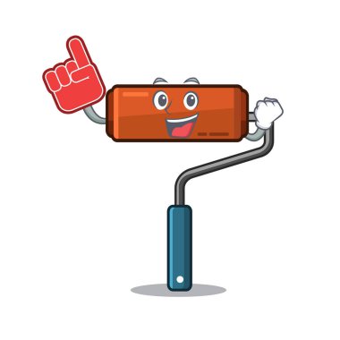 Karikatür alet kutusuna yerleştirilen köpük parmak boya silindiri