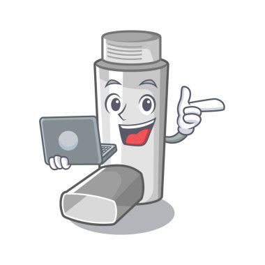 Karikatür şeklinde dizüstü astım inhaler ile