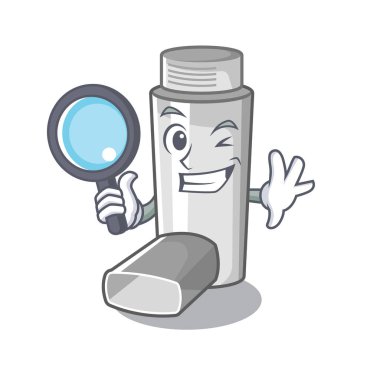 Karikatür tıp kutusunda Dedektif astım inhaler
