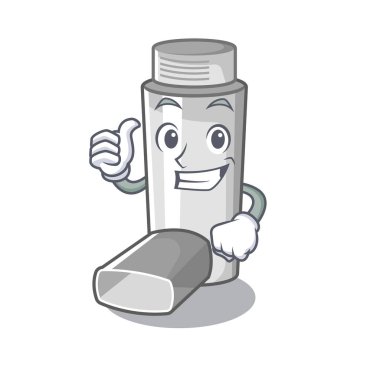 Karikatür tıp kutusunda astım inhaler kadar Thumbs