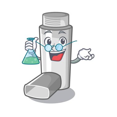 Karikatür tıp kutusunda Profesör astım inhaler