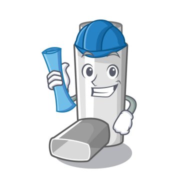 Karikatür tıp kutusunda Mimar astım inhaler