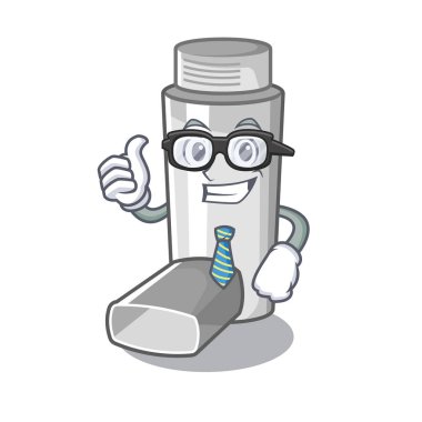 Karikatür tıp kutusunda Işadamı astım inhaler