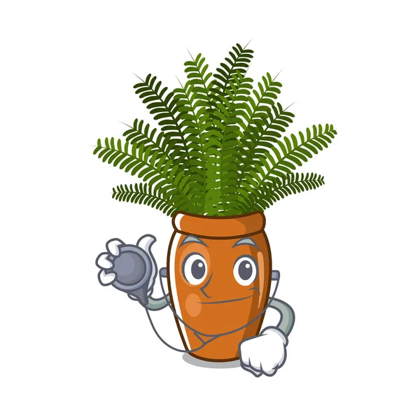 Doctor boston fern grows in mascot pot — Stock Vector