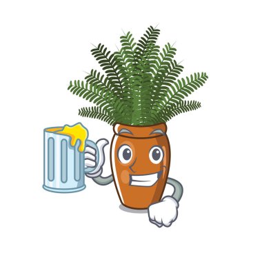 Karikatür şekli ile suyu boston eğrelti otu ile