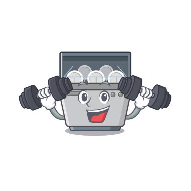 Mutfakta Fitness maskot bulaşık makinesi