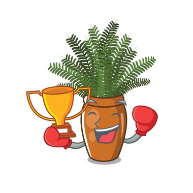 Boks kazanan baston karikatür kök yayılır kök