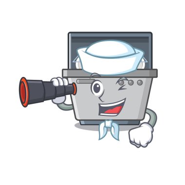 Karakter şekli ile binoküler bulaşık makinesi ile Denizci