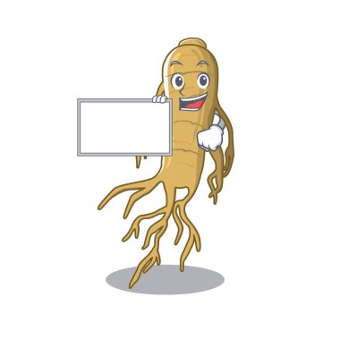 Karikatür ile izole tahta ginseng ile